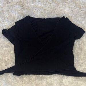 Brandy Melville Black V-Neck Crop Top